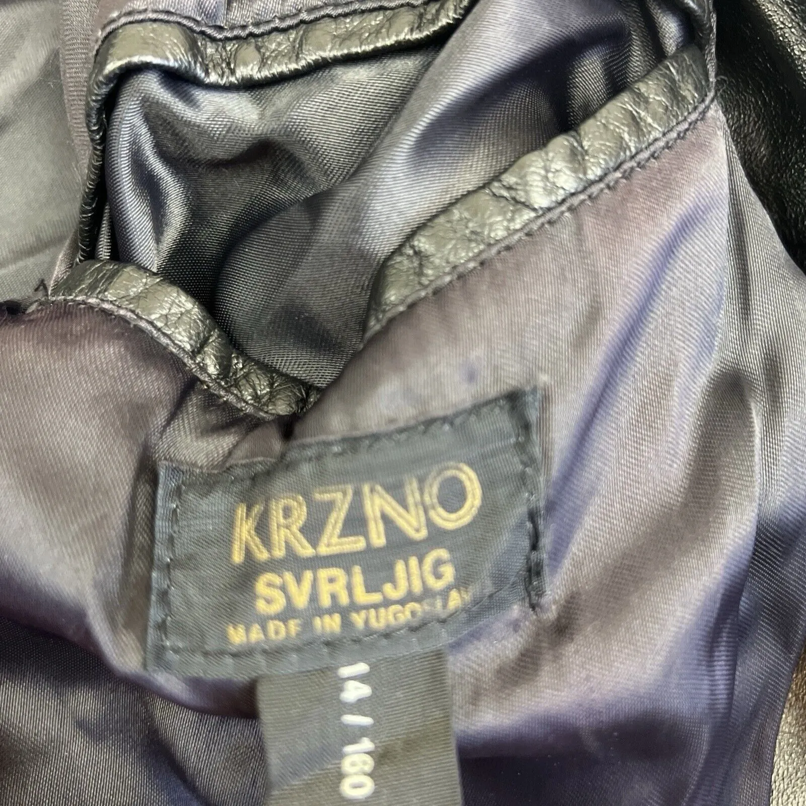 KRZNO Black Leather Retro Full Zip Jacket Size L/XL Approx