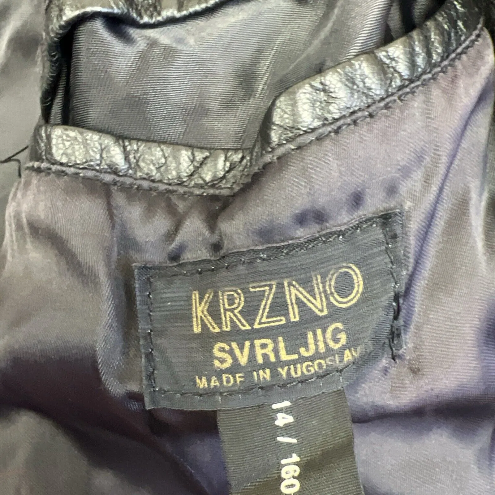 KRZNO Black Leather Retro Full Zip Jacket Size L/XL Approx