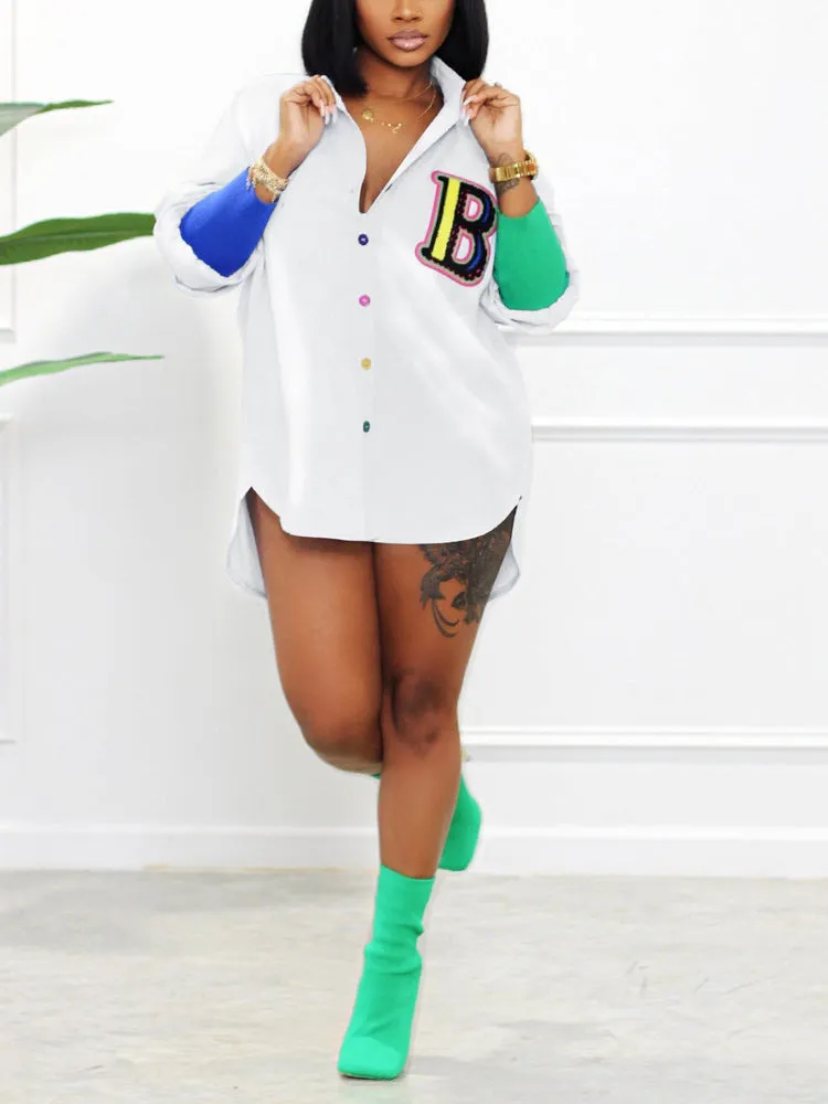 Letter B Colorful Buttons Shirt