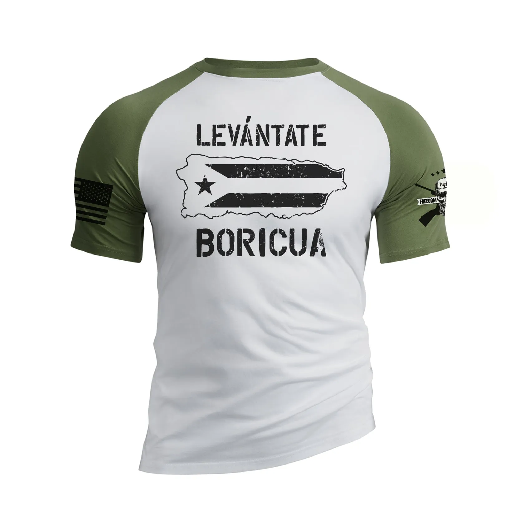 LEVANTATE BORICUA RAGLAN GRAPHIC TEE