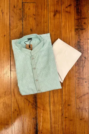 Light Blue Embroidered Kurta Set - Ready To Ship