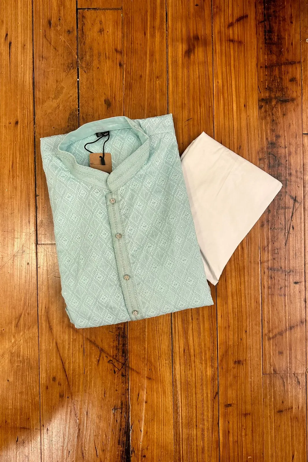 Light Blue Embroidered Kurta Set - Ready To Ship