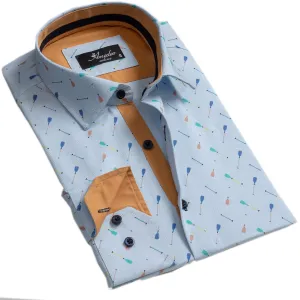 Light Blue Party Mens Slim Fit Designer Dress Shirt - tailored Cotton Shirts for Work and Casual