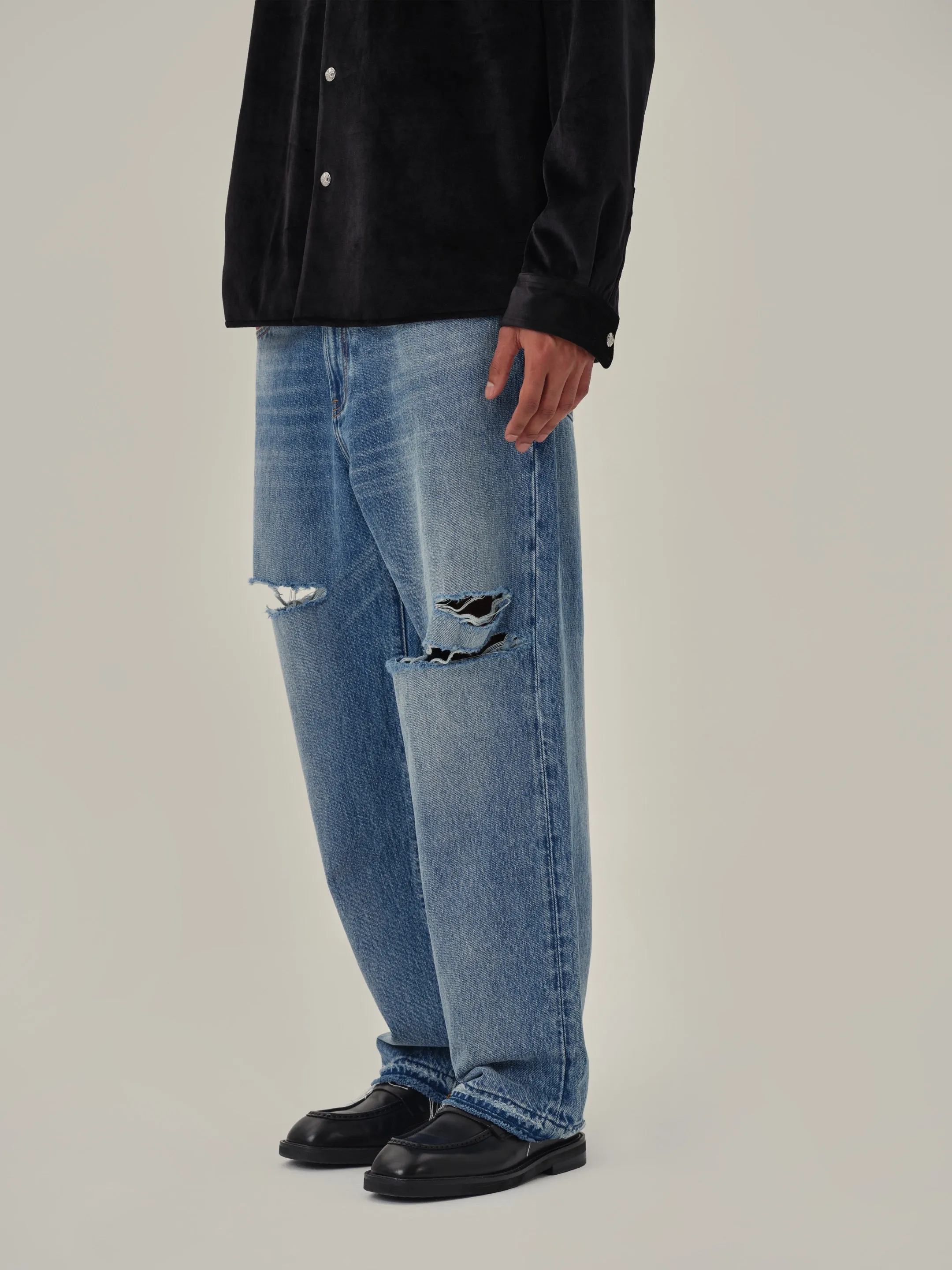 Light Blue Washed Ripped Jeans