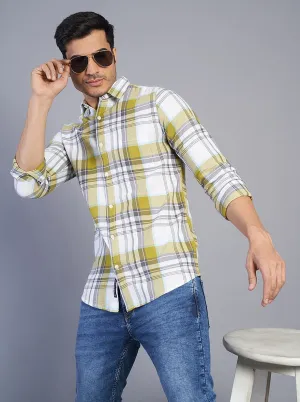 Light Green Checked Slim Fit Casual Shirt | JadeBlue