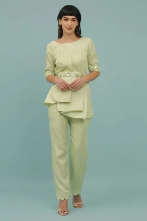 Light Green Pleated Top & Pants