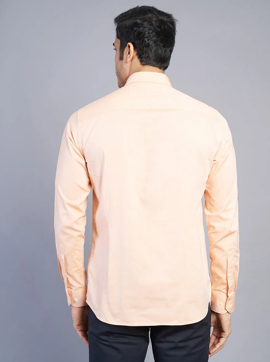 Light Orange Solid Slim Fit Semi Casual Shirt | JadeBlue