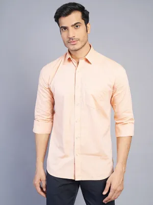 Light Orange Solid Slim Fit Semi Casual Shirt | JadeBlue