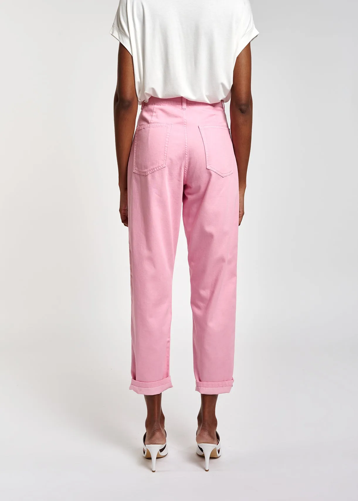 Light pink loose-fit denim pants