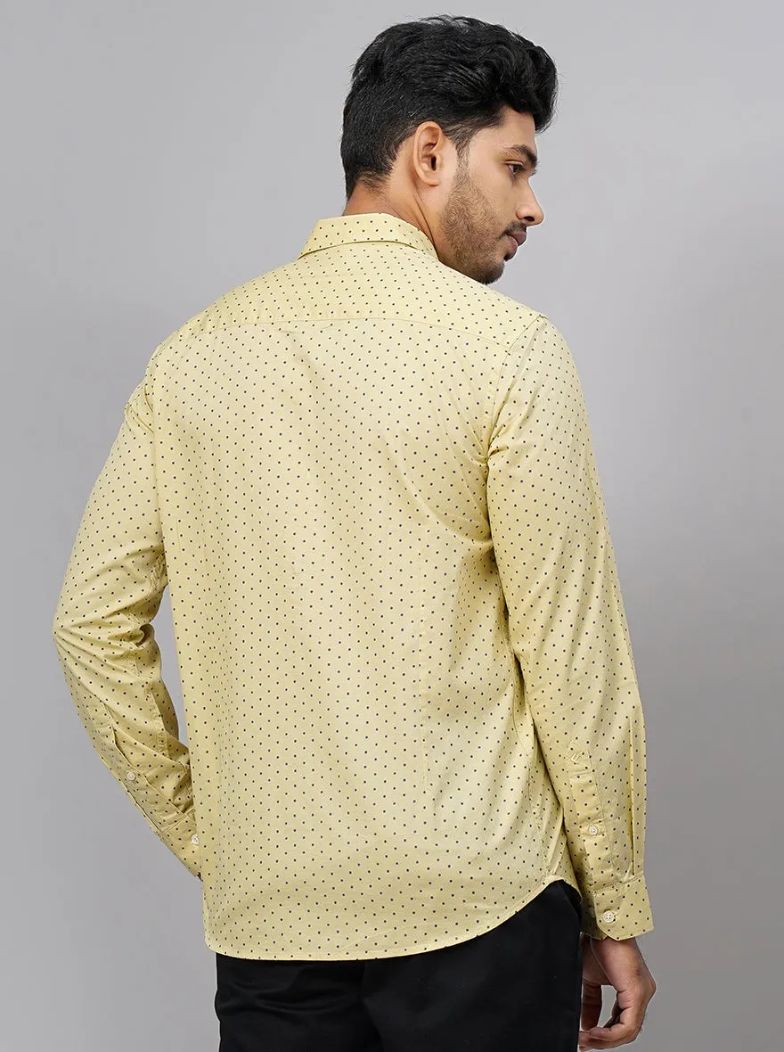 Light Yellow Printed Smart Fit Semi Casual Shirt | Greenfibre