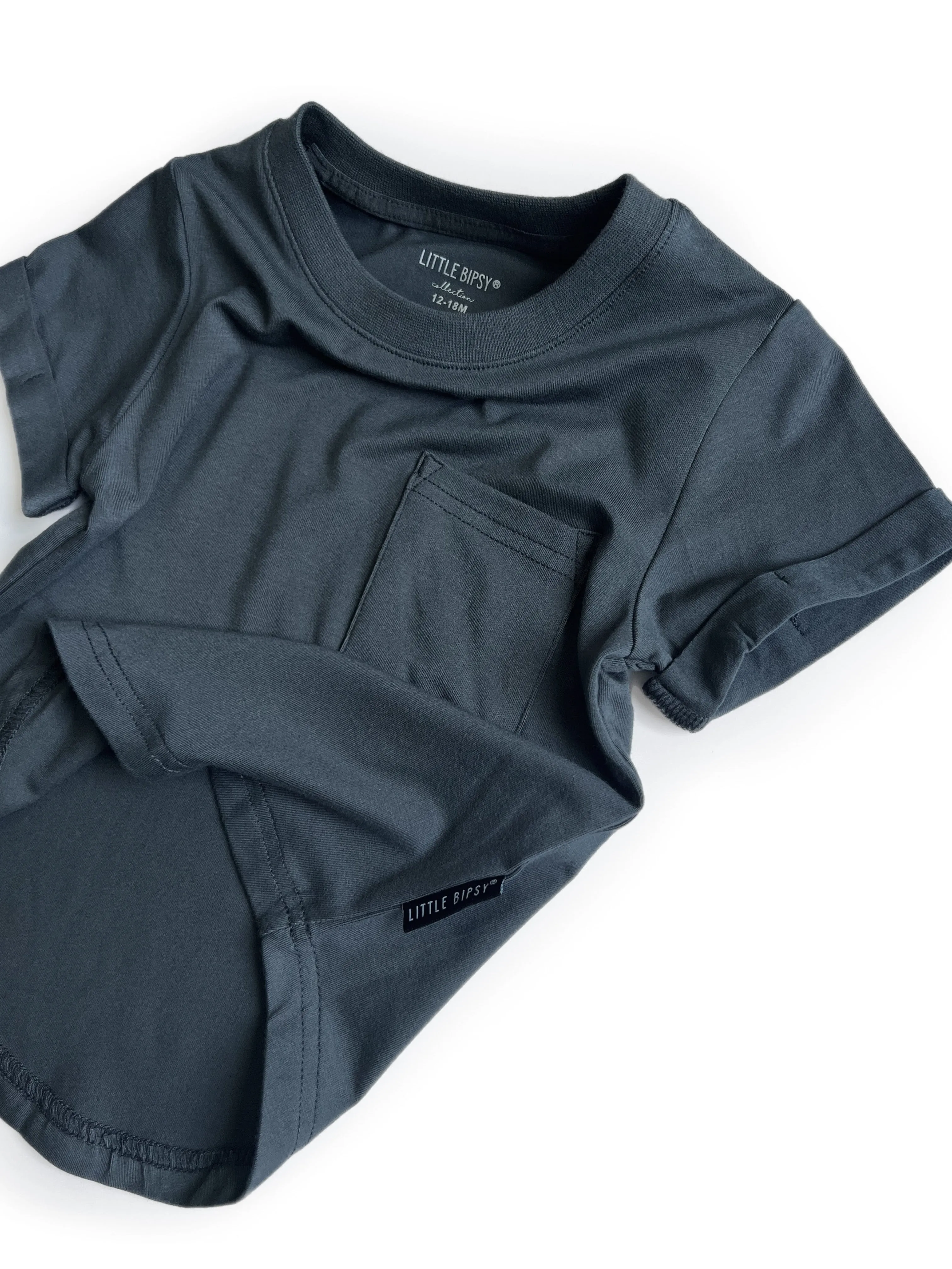 Little Bipsy Pocket Tee - Pewter