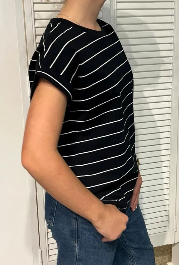 LITTLE LIES Rhodes Stripe Tee - Black / White