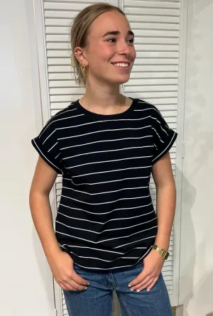 LITTLE LIES Rhodes Stripe Tee - Black / White