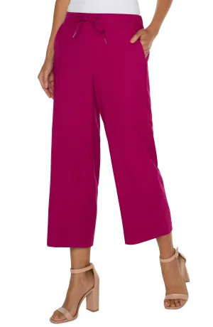 Liverpool Pull On Wide Leg Crop Trouser - Fuchsia Kiss