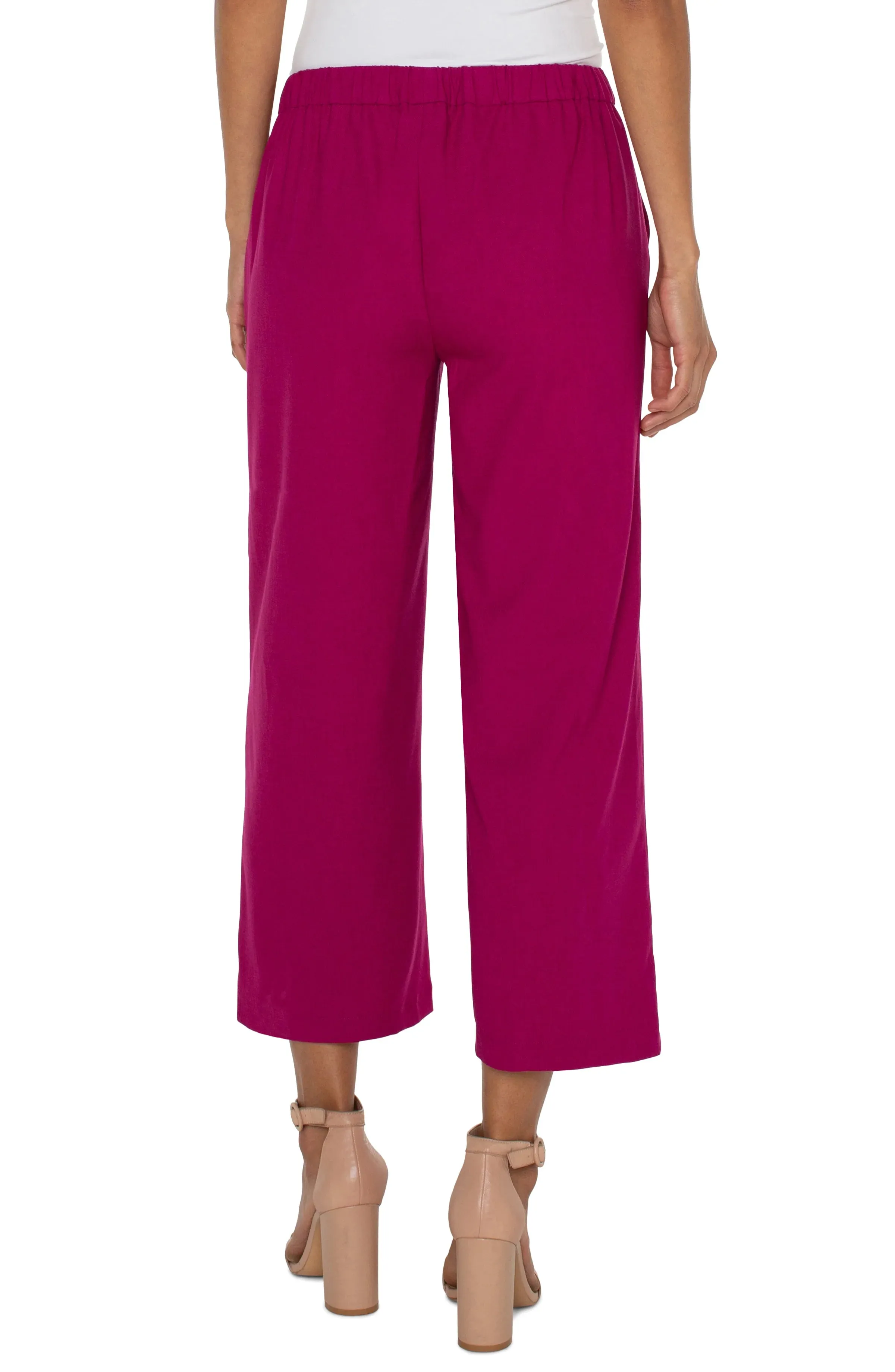 Liverpool Pull On Wide Leg Crop Trouser - Fuchsia Kiss