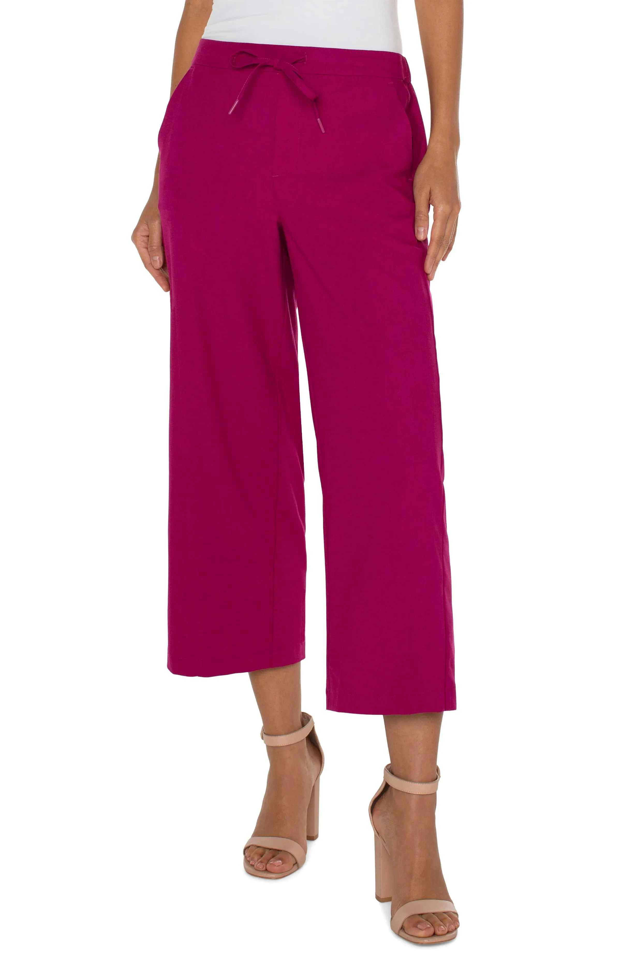 Liverpool Pull On Wide Leg Crop Trouser - Fuchsia Kiss