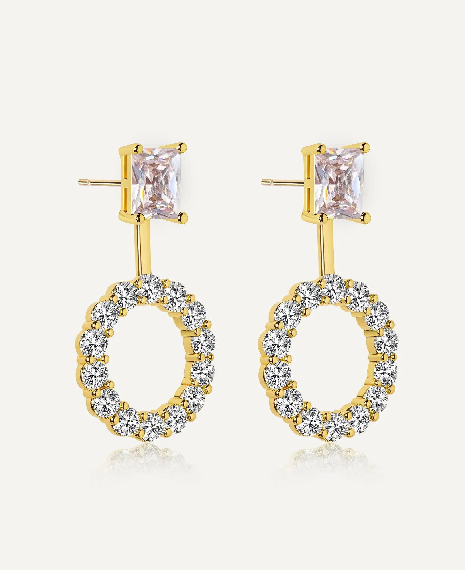 Luna Stud Earrings with Round Jacket
