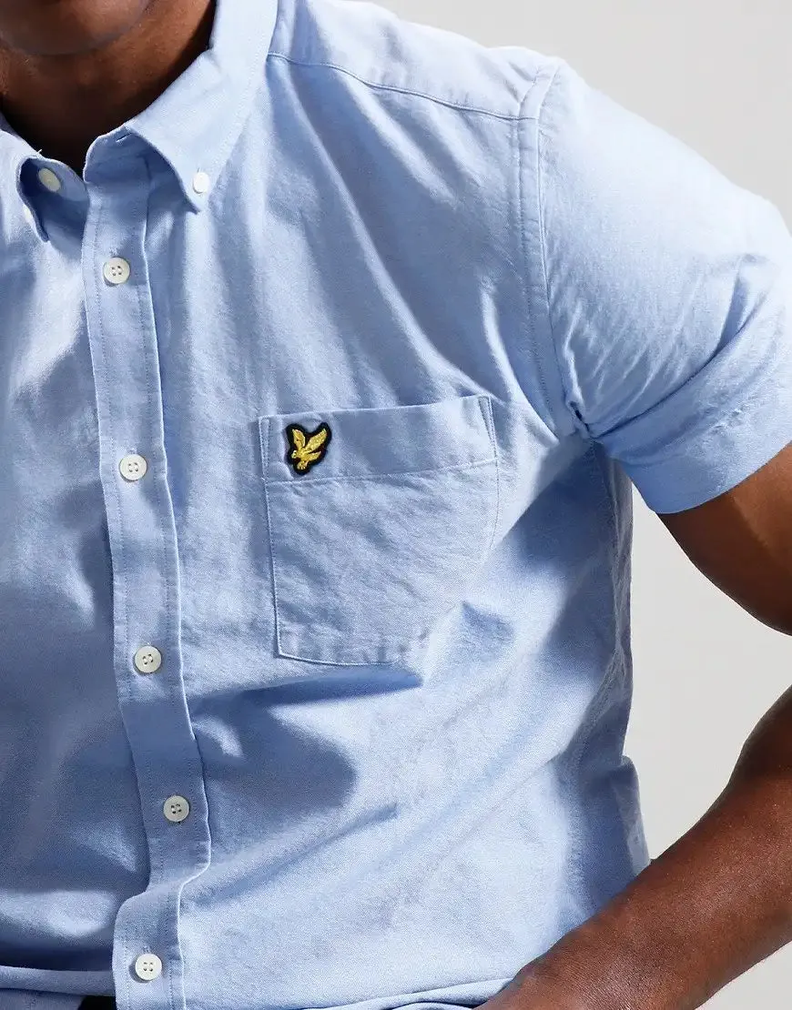 Lyle & Scott Mens Short Sleeve Oxford Shirt Riviera Blue