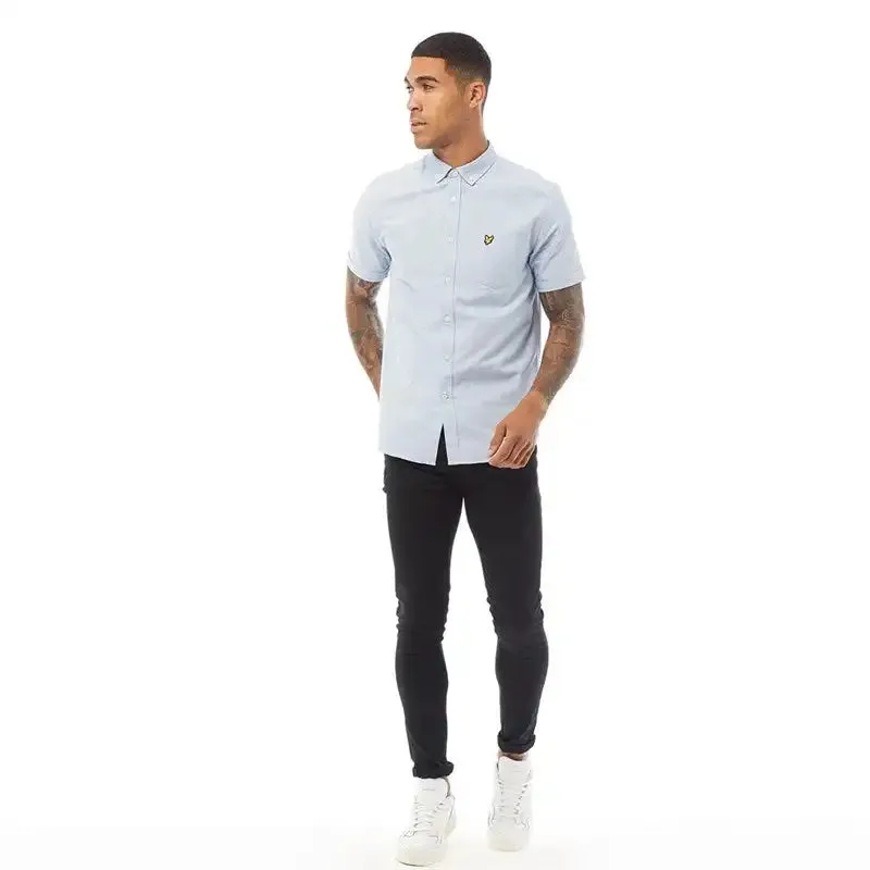 Lyle & Scott Mens Short Sleeve Oxford Shirt Riviera Blue