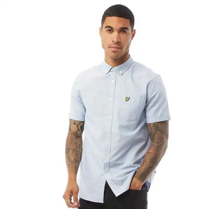 Lyle & Scott Mens Short Sleeve Oxford Shirt Riviera Blue
