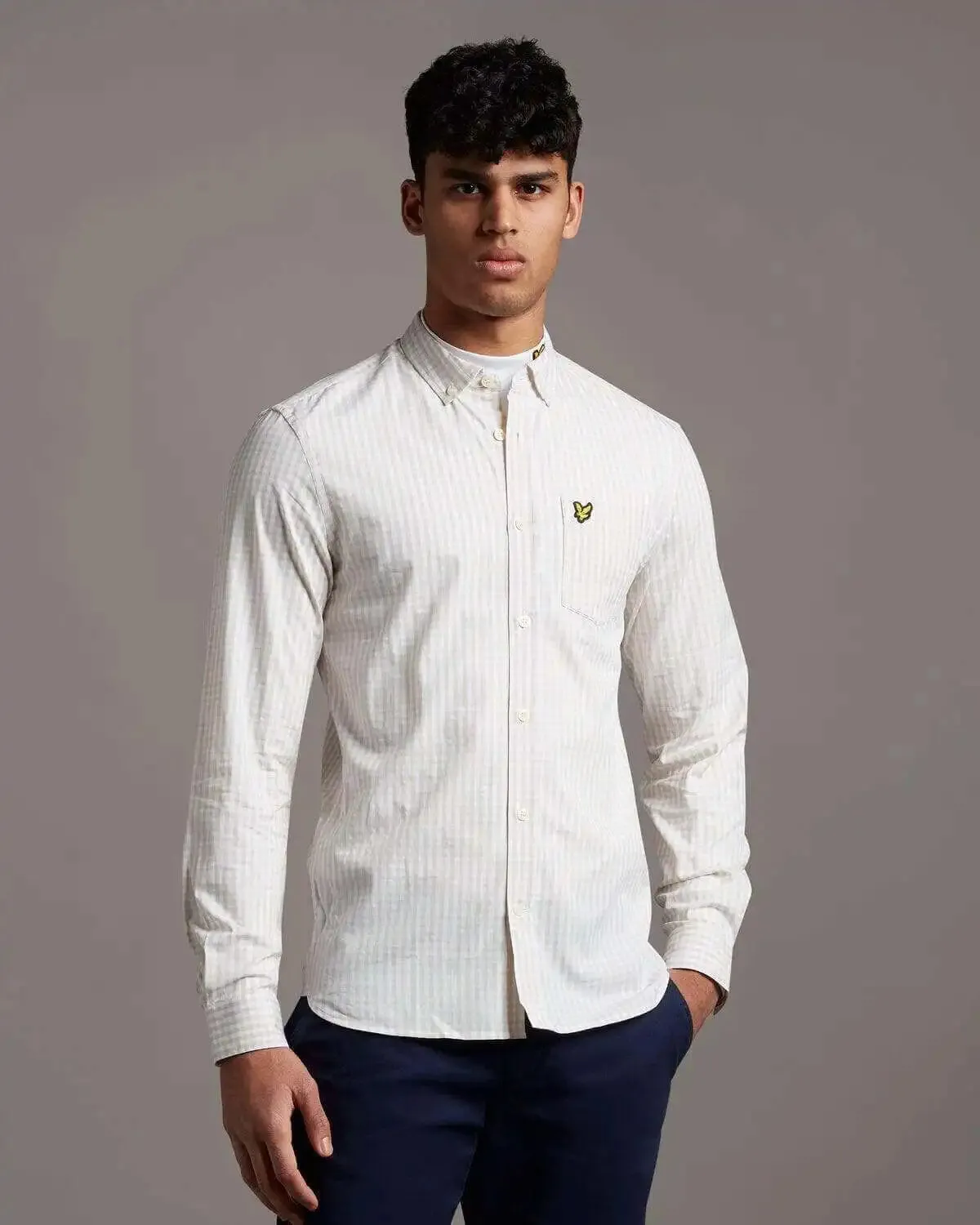 Lyle & Scott Slim Fit Gingham Shirt White Sesame
