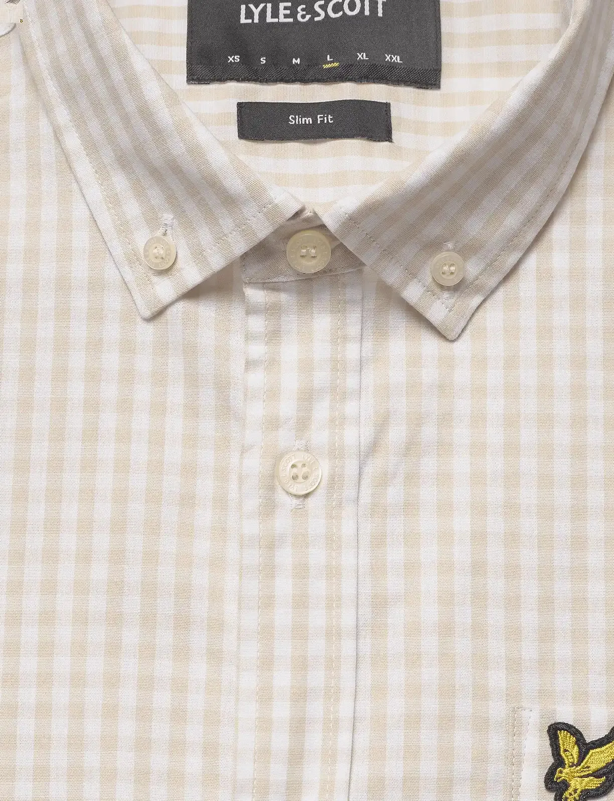 Lyle & Scott Slim Fit Gingham Shirt White Sesame