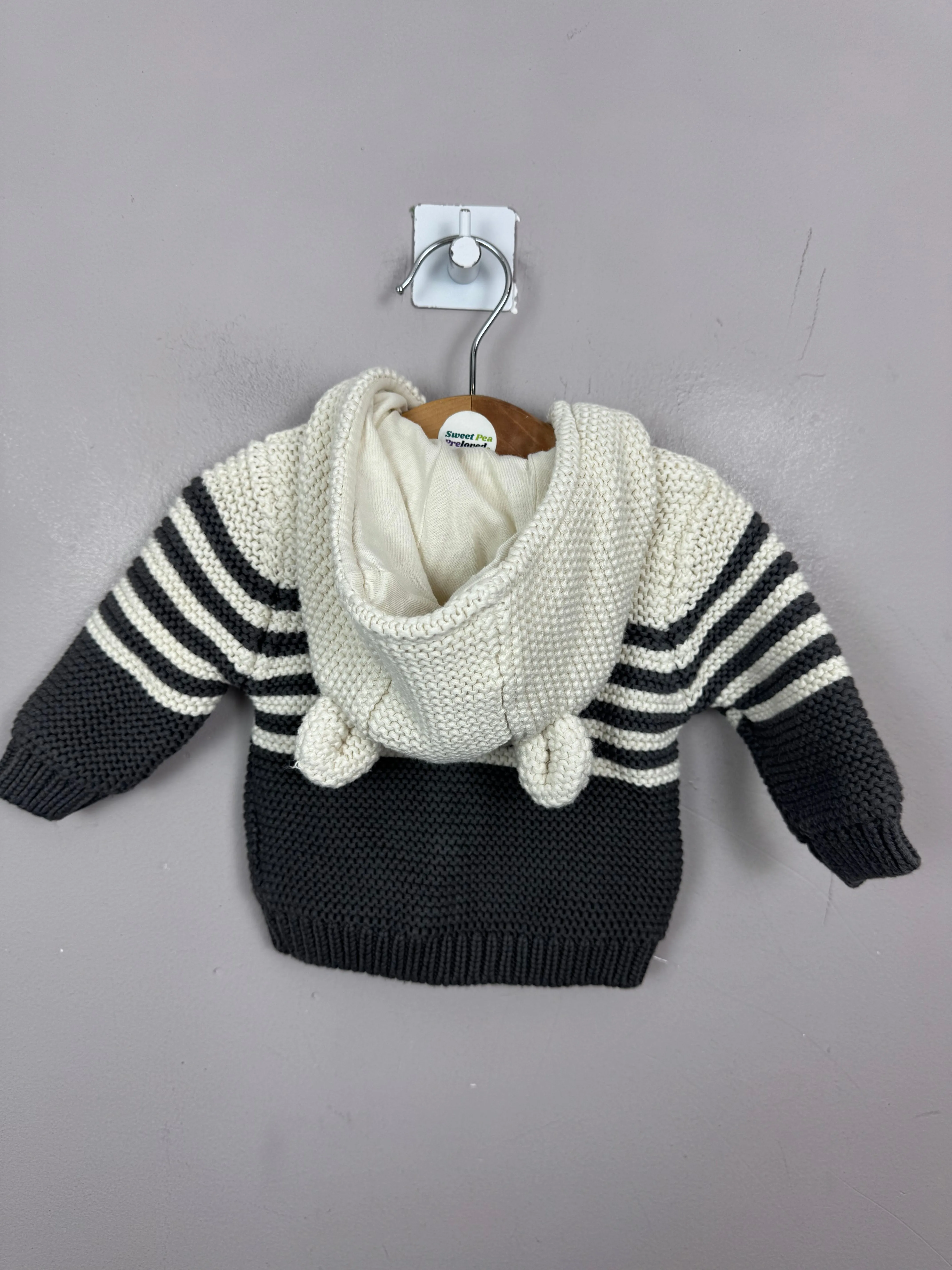 M&S Cream/grey hooded Jacket 1m