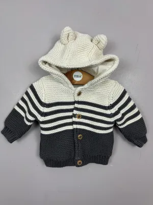 M&S Cream/grey hooded Jacket 1m