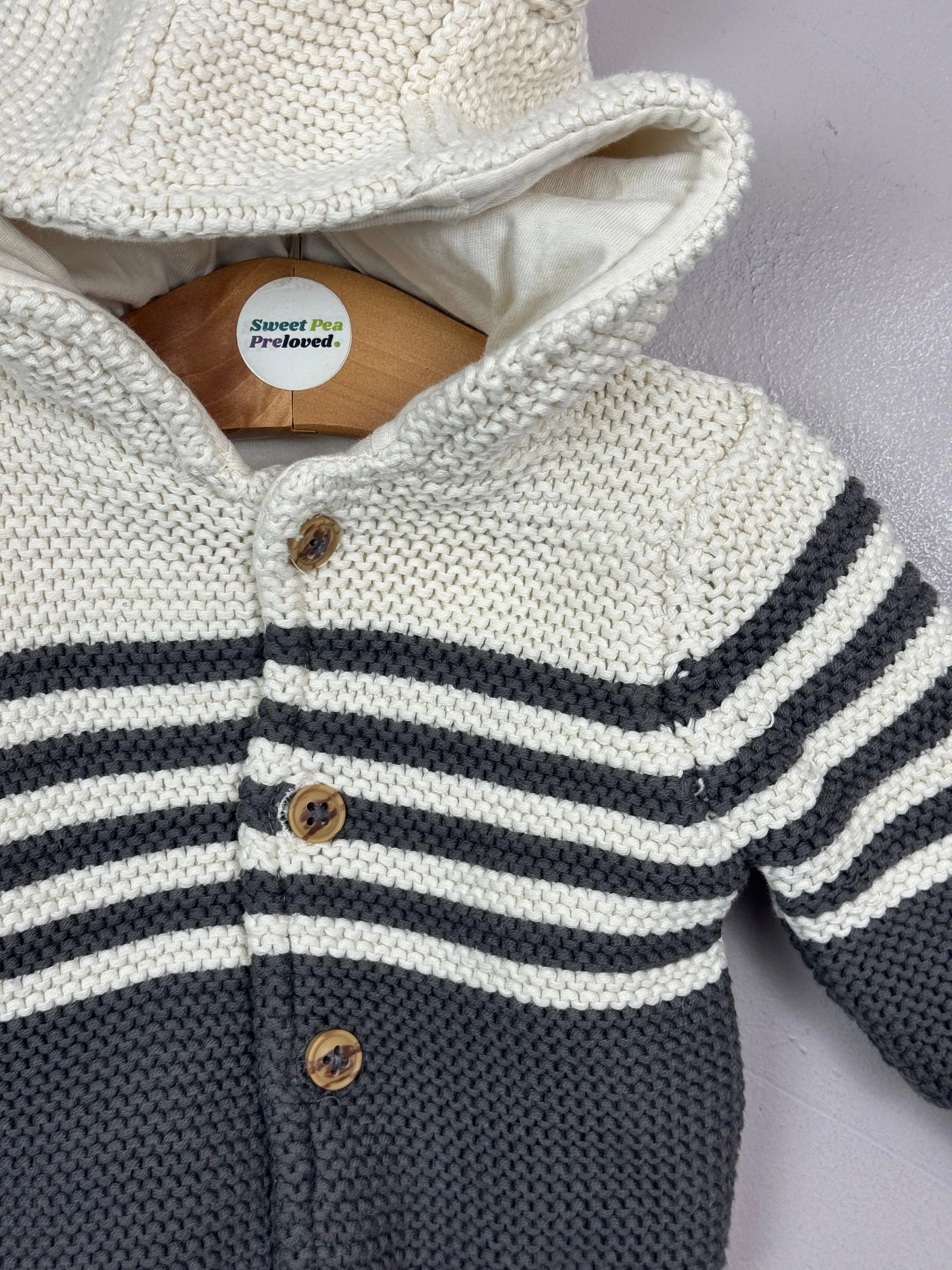 M&S Cream/grey hooded Jacket 1m