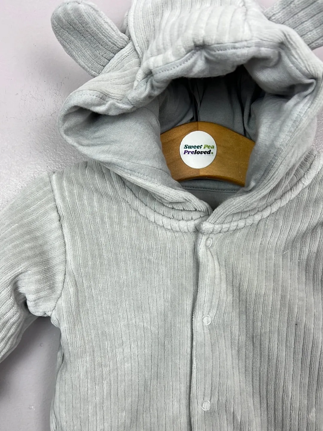 M&S grey ribbed velour jacket 0-3m