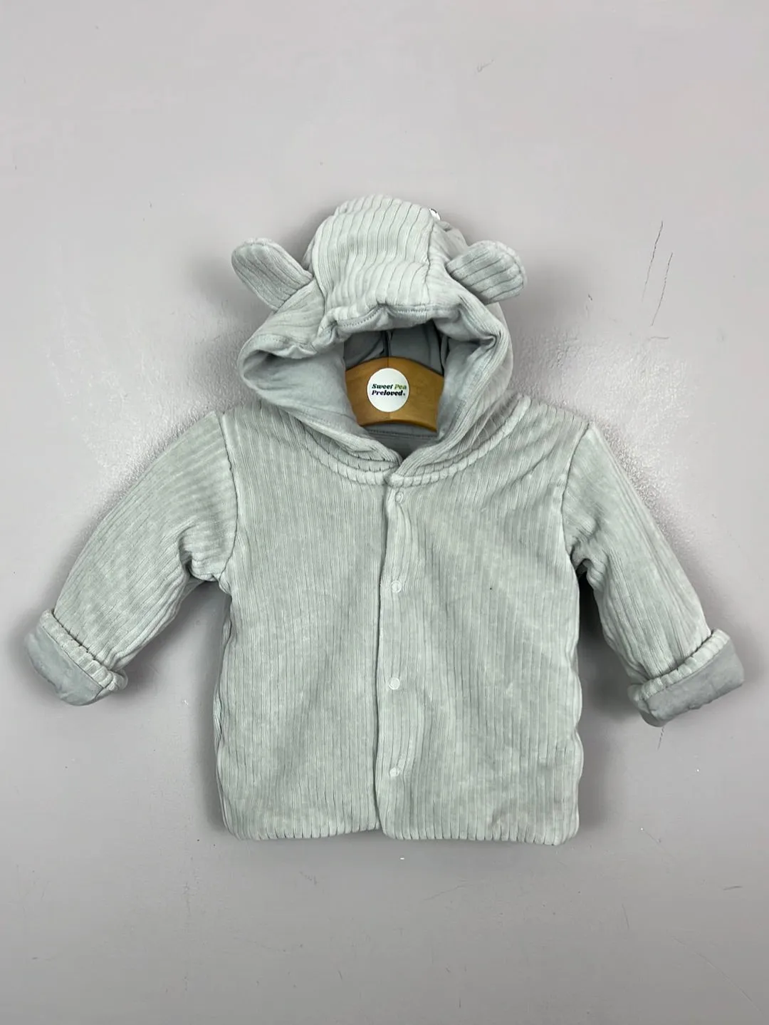 M&S grey ribbed velour jacket 0-3m