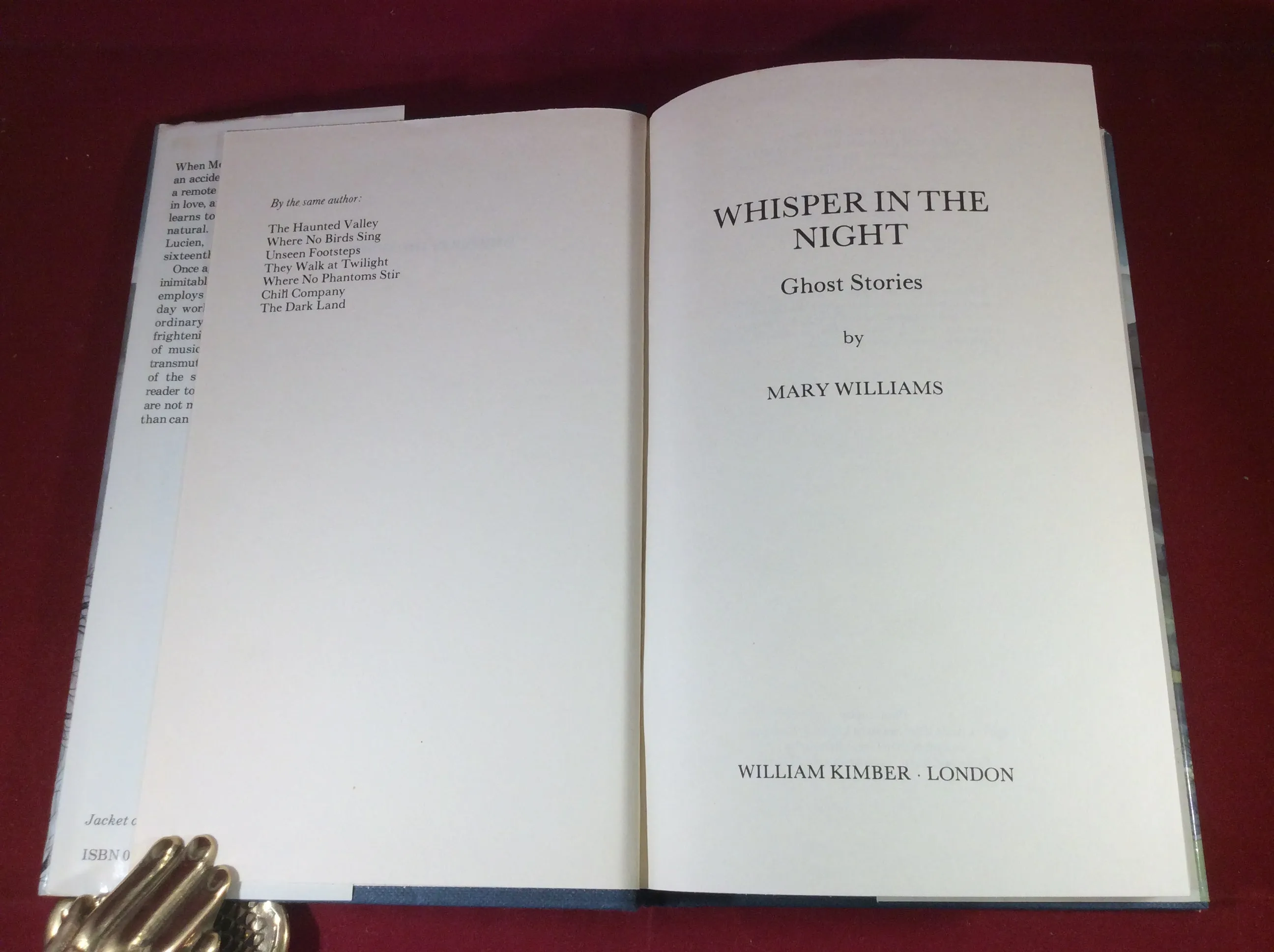 Mary Williams, Whisper in the Night, William Kimber, 1979, First Edition.