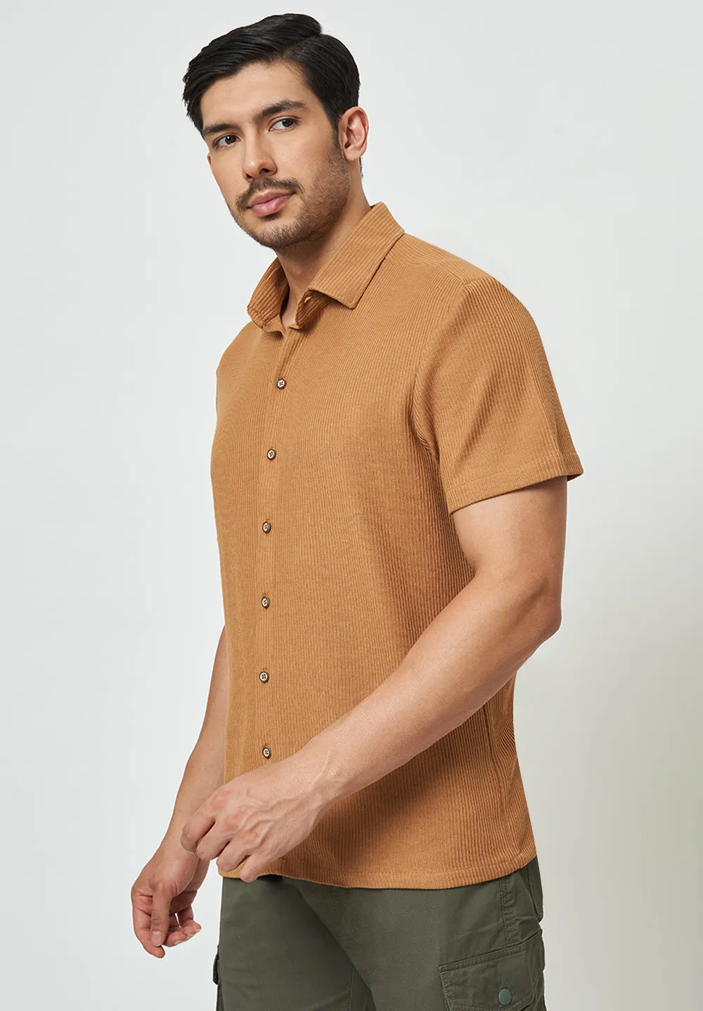 Men Brown Striped Casual Shirt