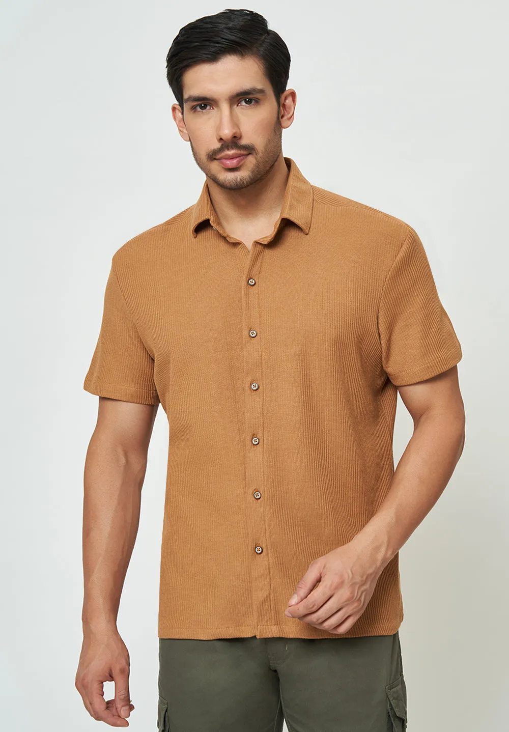 Men Brown Striped Casual Shirt