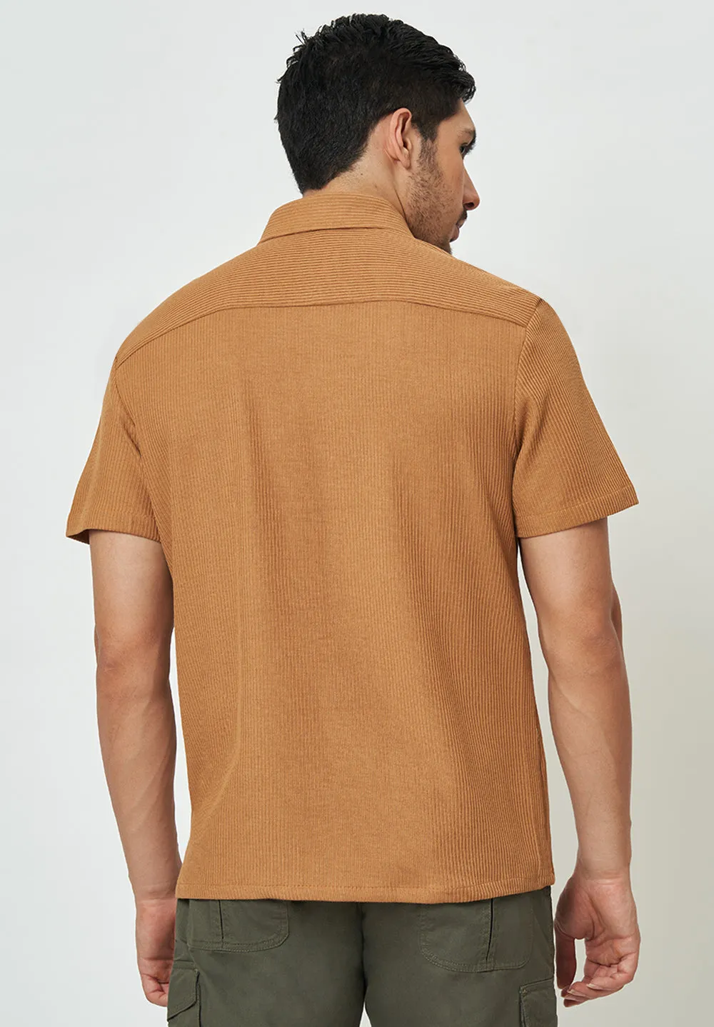 Men Brown Striped Casual Shirt