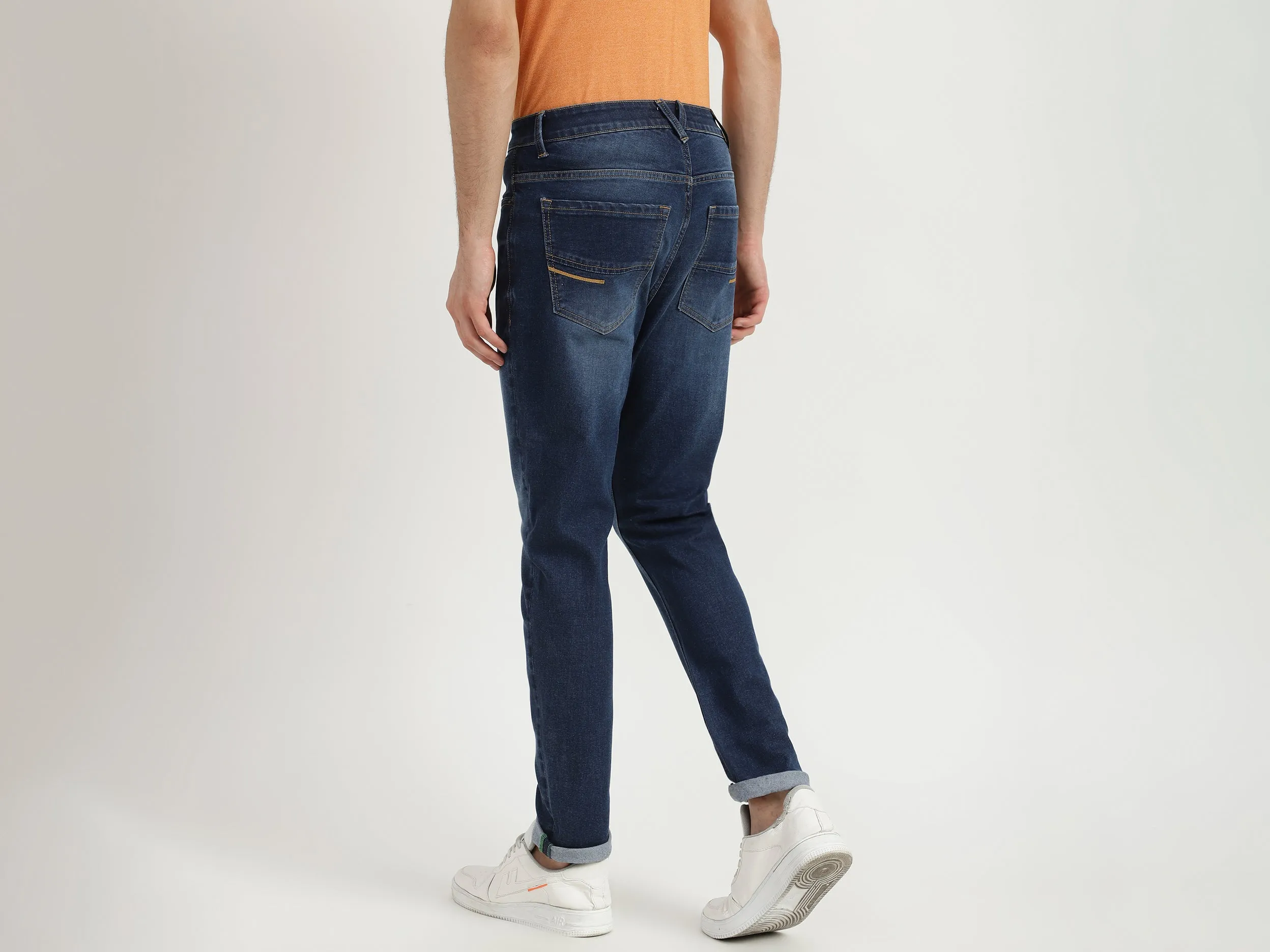 Mens Carrot Fit Solid Jeans