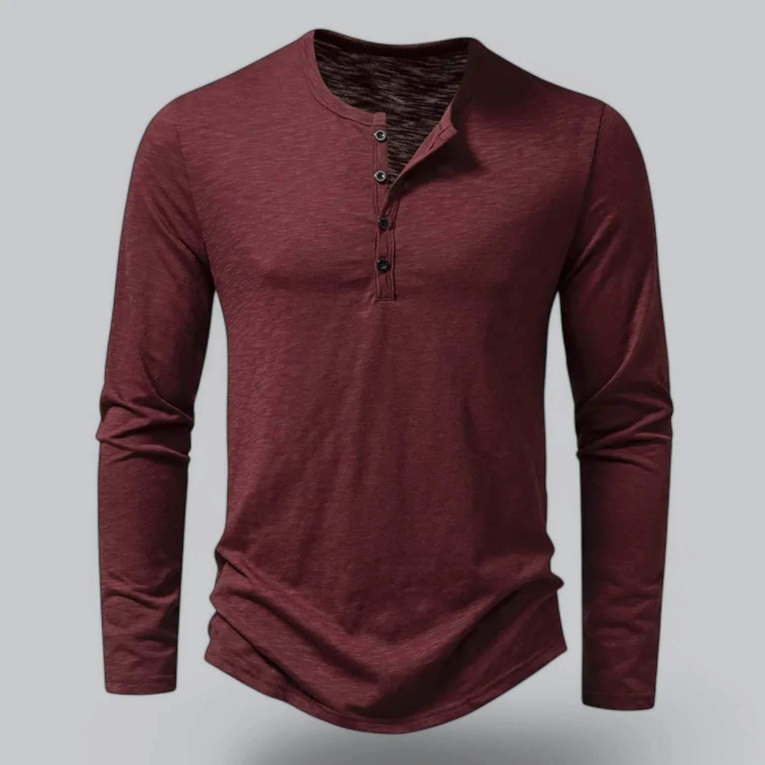 Men's Casual Cotton Henley T-Shirt | Long Sleeve, Soft Fabric, Comfortable Fit