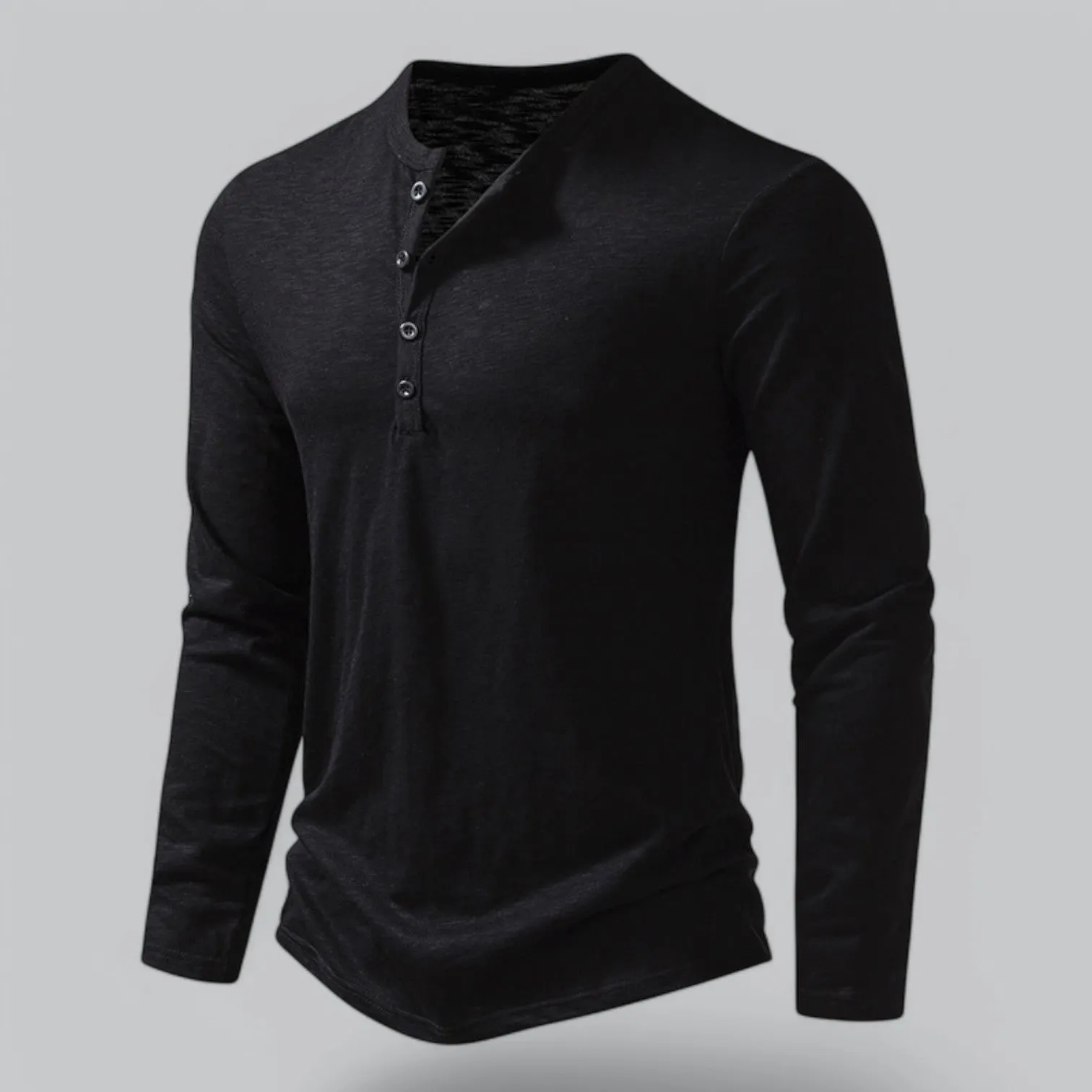 Men's Casual Cotton Henley T-Shirt | Long Sleeve, Soft Fabric, Comfortable Fit