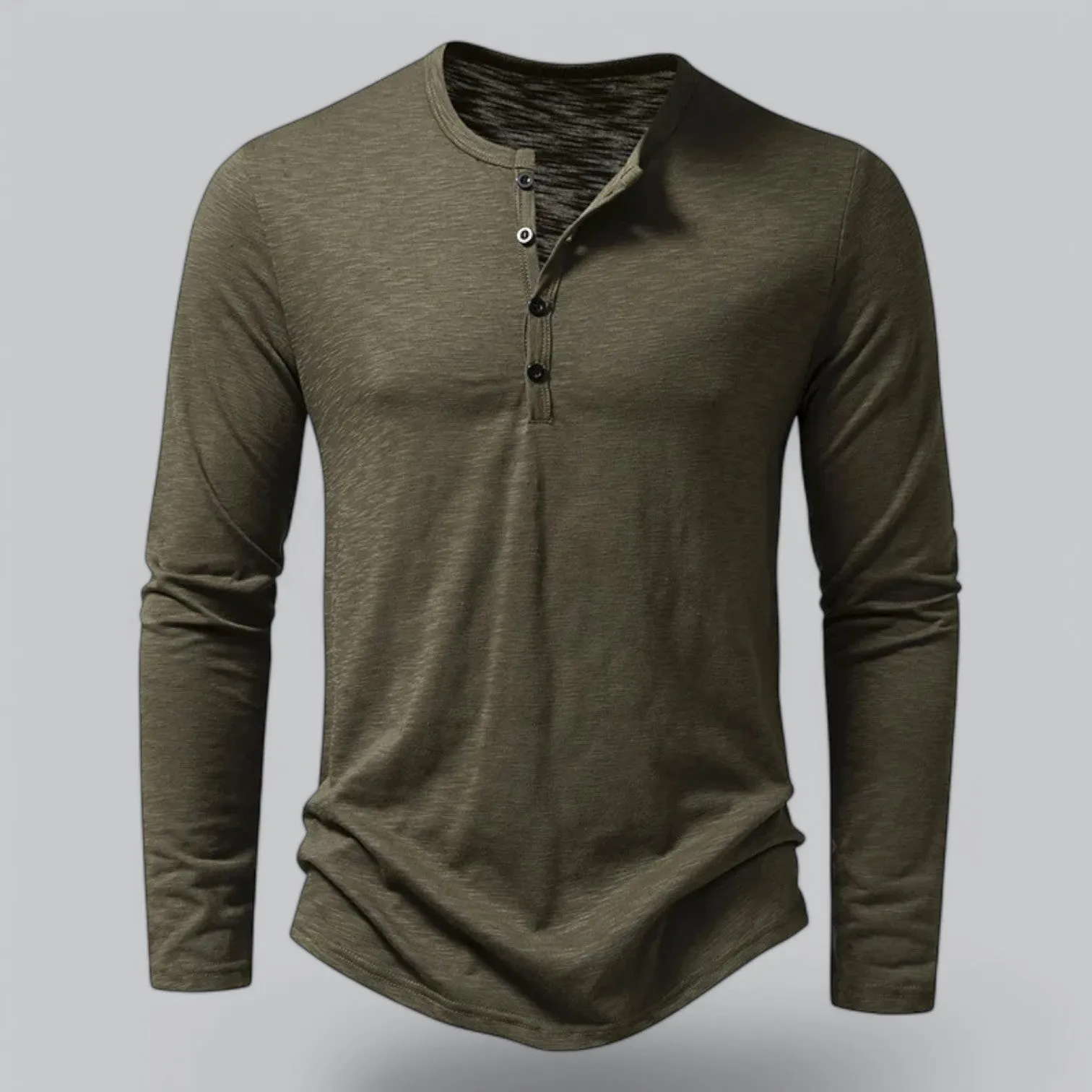 Men's Casual Cotton Henley T-Shirt | Long Sleeve, Soft Fabric, Comfortable Fit