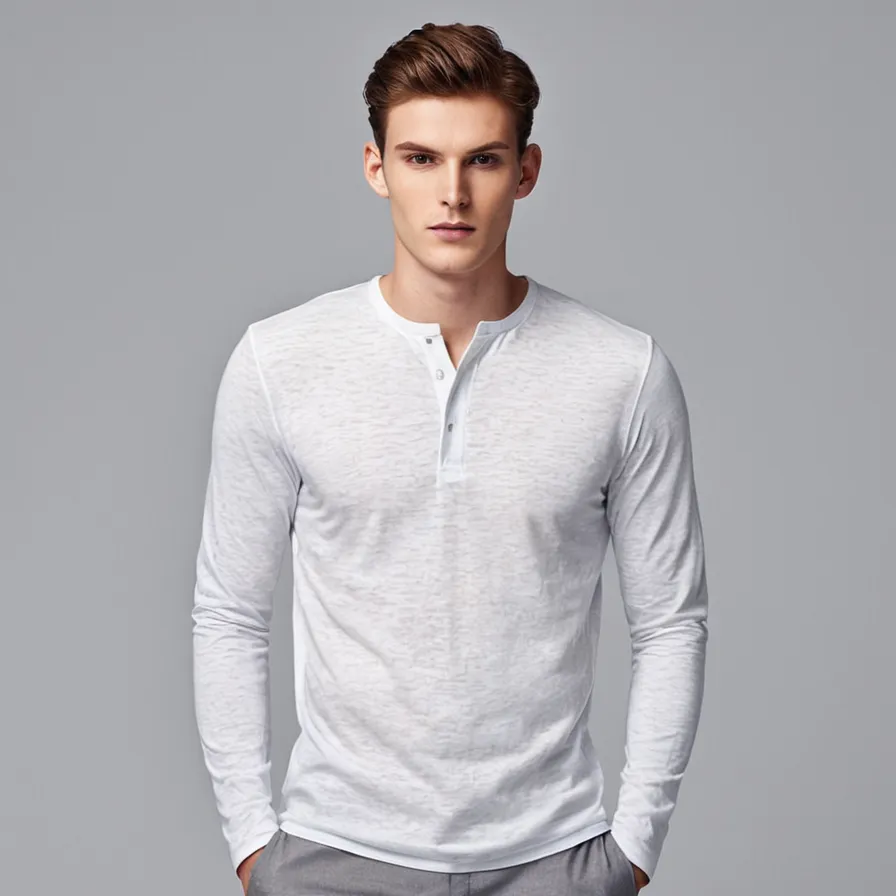 Men's Casual Cotton Henley T-Shirt | Long Sleeve, Soft Fabric, Comfortable Fit