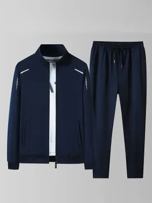 Men's Casual Jacket and Sweatpants Set - Lightweight Sports Outfit for Outdoor Activities