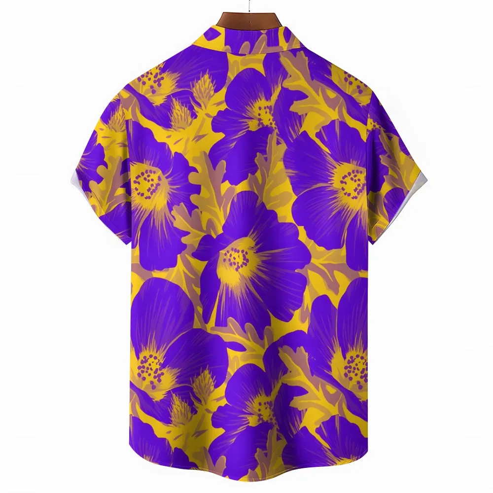 Men's Floral Pattern Casual Short Sleeve Shirt 2402000171