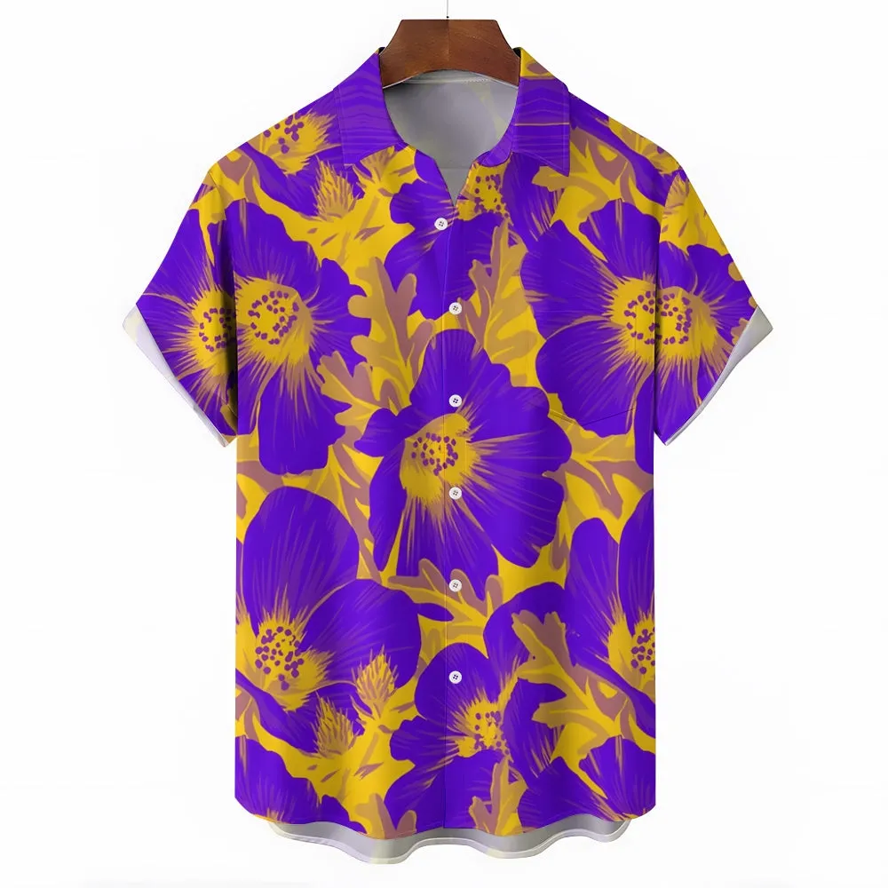 Men's Floral Pattern Casual Short Sleeve Shirt 2402000171