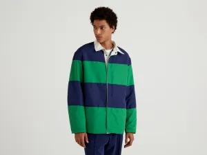 Mens Striped Collared Button Down Jacket
