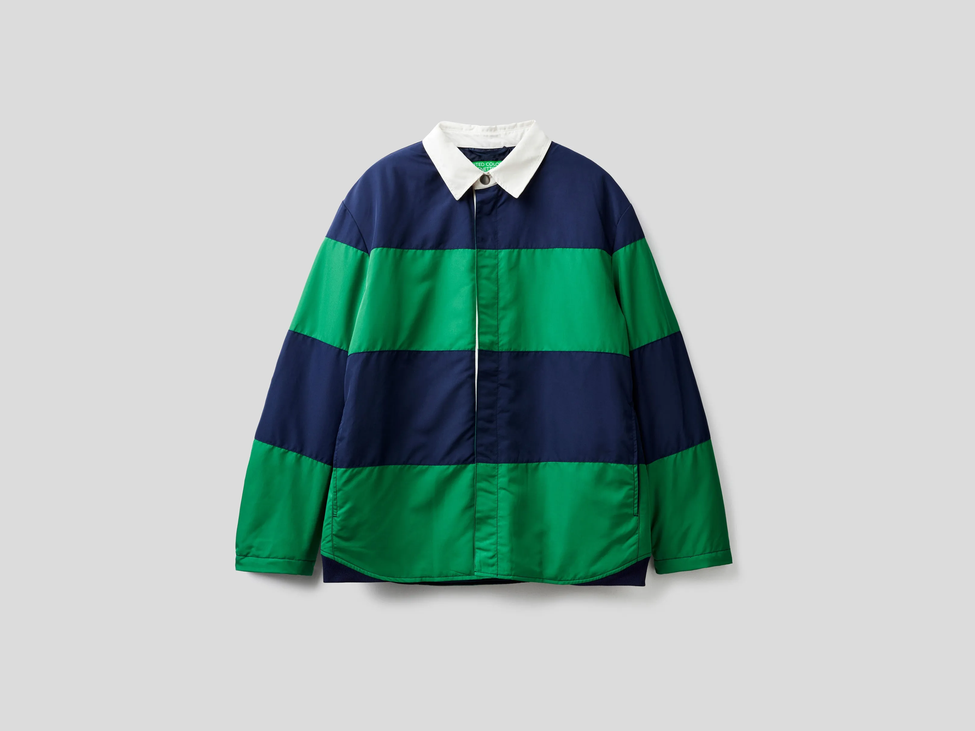 Mens Striped Collared Button Down Jacket