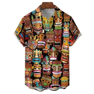 Men's Tiki Art Casual Short Sleeve Shirt 2312000293