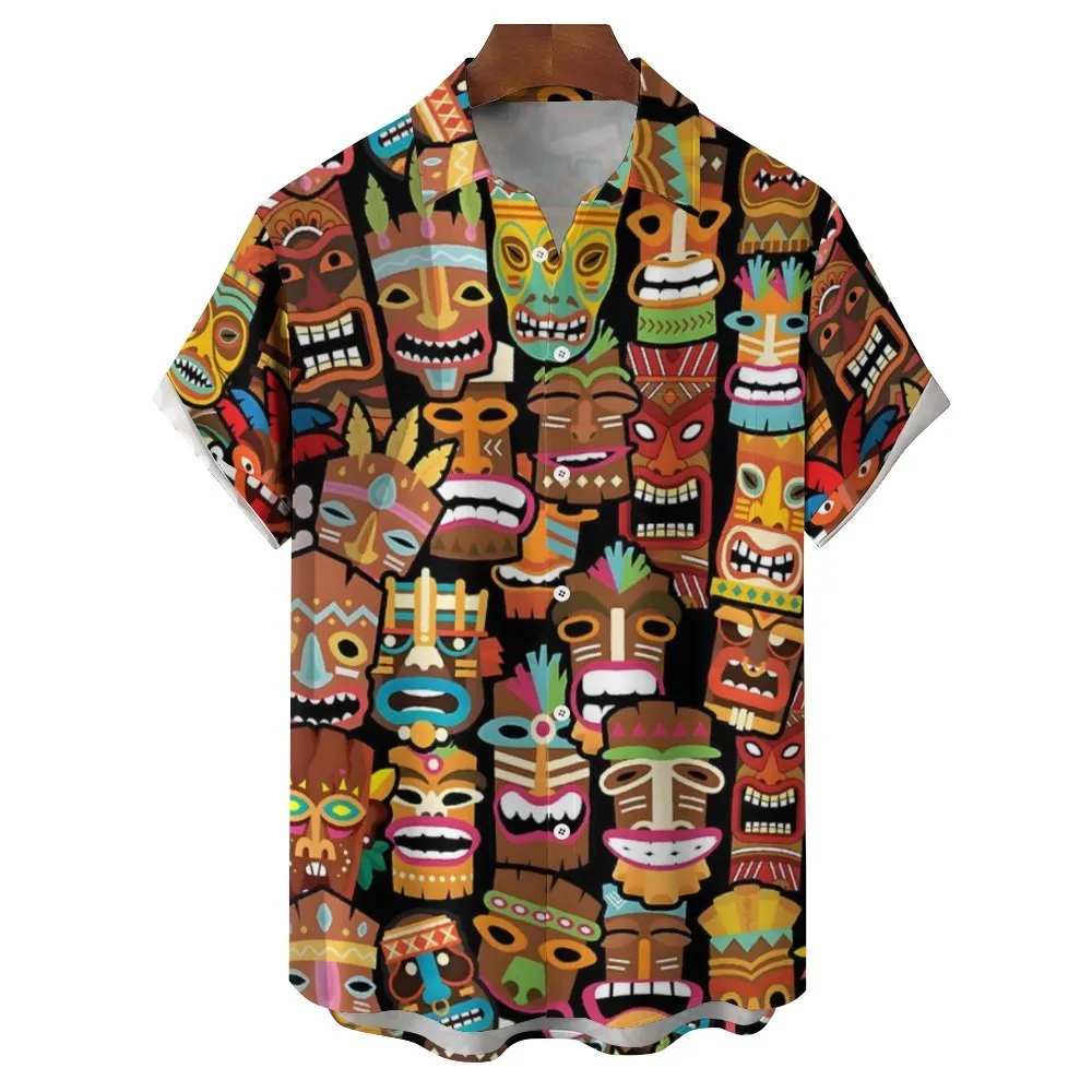 Men's Tiki Art Casual Short Sleeve Shirt 2312000293