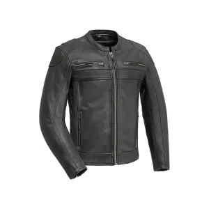 Men's Zipper Closure Thermal Liner Genuine Leather Motorcycle Jacket