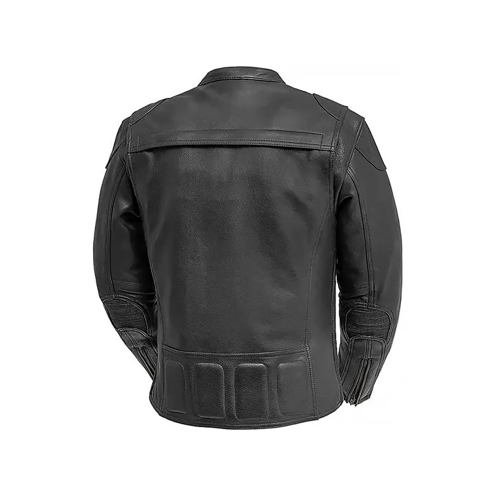 Men's Zipper Closure Thermal Liner Genuine Leather Motorcycle Jacket
