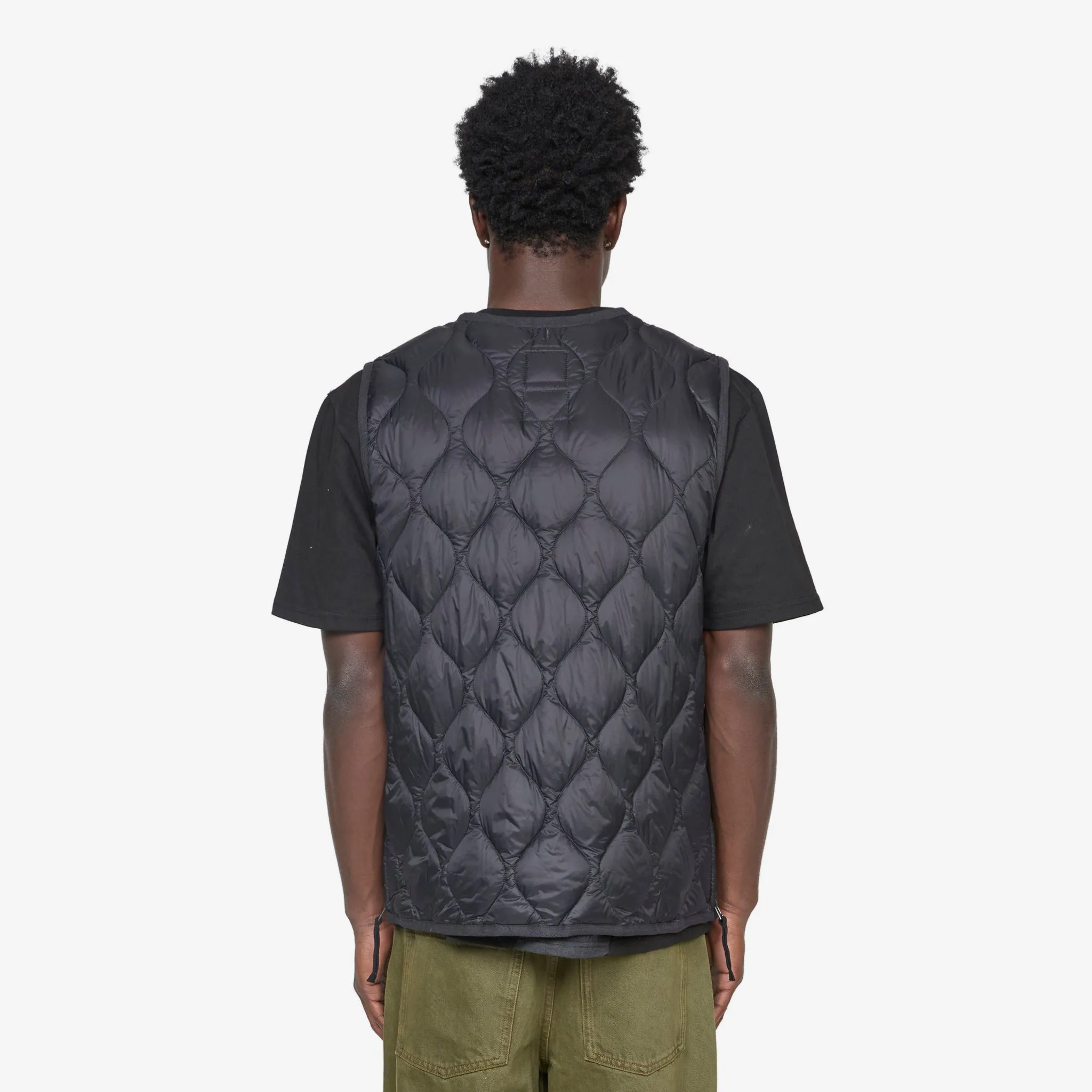 Military W-Zip V-Neck Soft Shell Down Vest Black